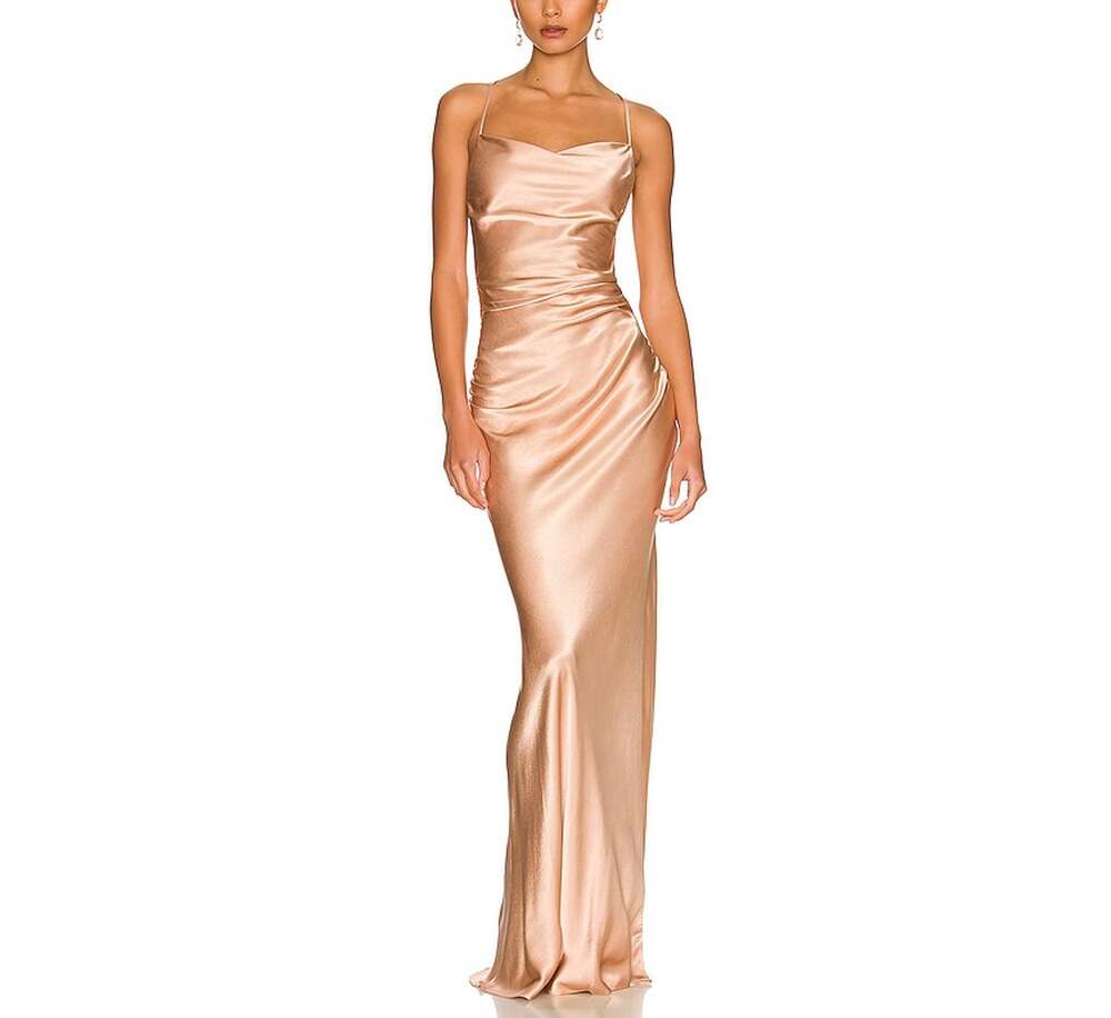 Shona Joy Satin Cream La Lune Maxi Dress Size Aus 8 / Us 4